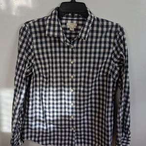 J. Crew Black and White Checkered Button Down Shirt